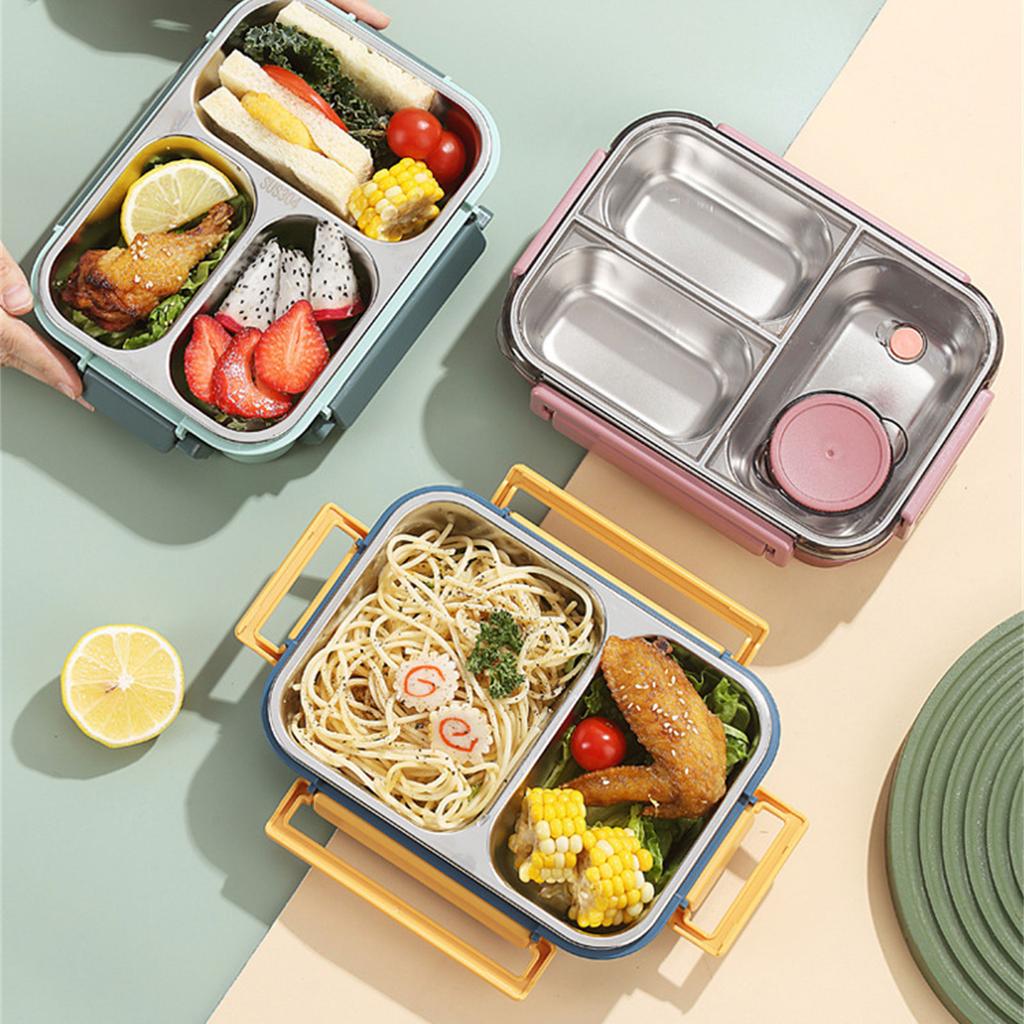 304 Stainless Steel Food Storage Container with Dividers Meal Box Portable Lunch Box for Office and Outdoor Use