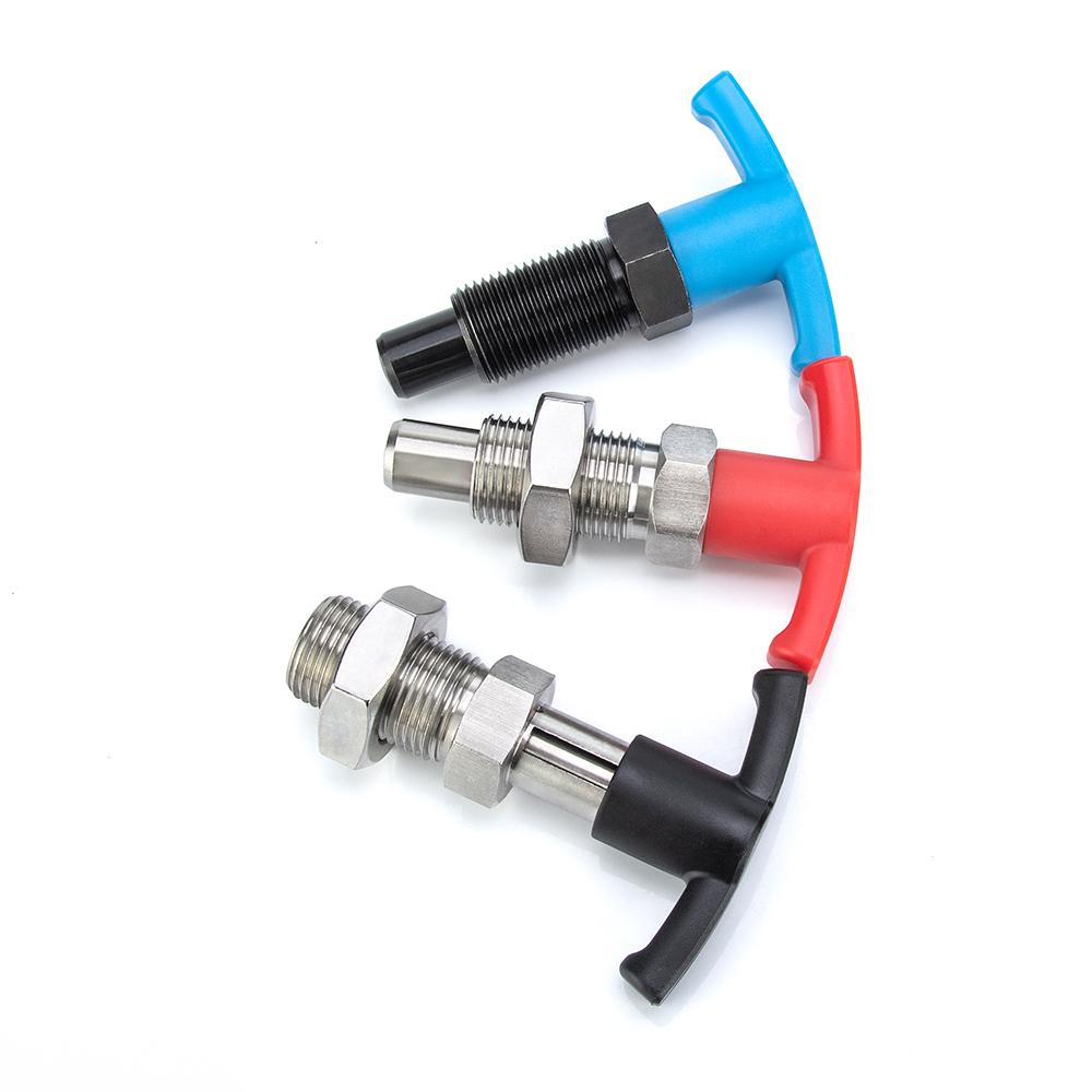 1PC Factory Outlet Plastic T-Handle Retractable Spring Loaded Indexing Plunger High Quality Positioning Pin Red Konb With Nut
