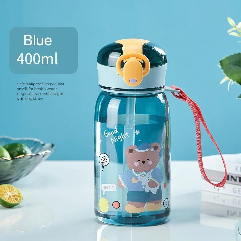 Kids Cartoon Water Sippy Cup with Straw Cute Bear Leakproof Water Bottles Outdoor Portable Drink Bottle Children's Lovely Cup