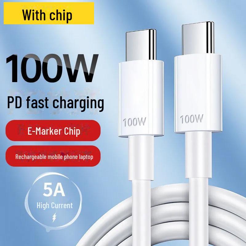 Двойной кабель быстрой зарядки Type-C мощностью 100 Вт с чипом для телефонов Huawei, Xiaomi, Vivo и Honor