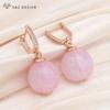 Fashion Rose Gold Color Round Colorful Bead Drop Earrings For Women Wedding Cubic Zirconia Jewelry Gift Eardrop