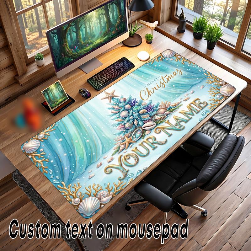 Christmas Custom Name Printed Mouse Pad Non Slip Desk Mat For Office Gaming Home Use Holiday Gift