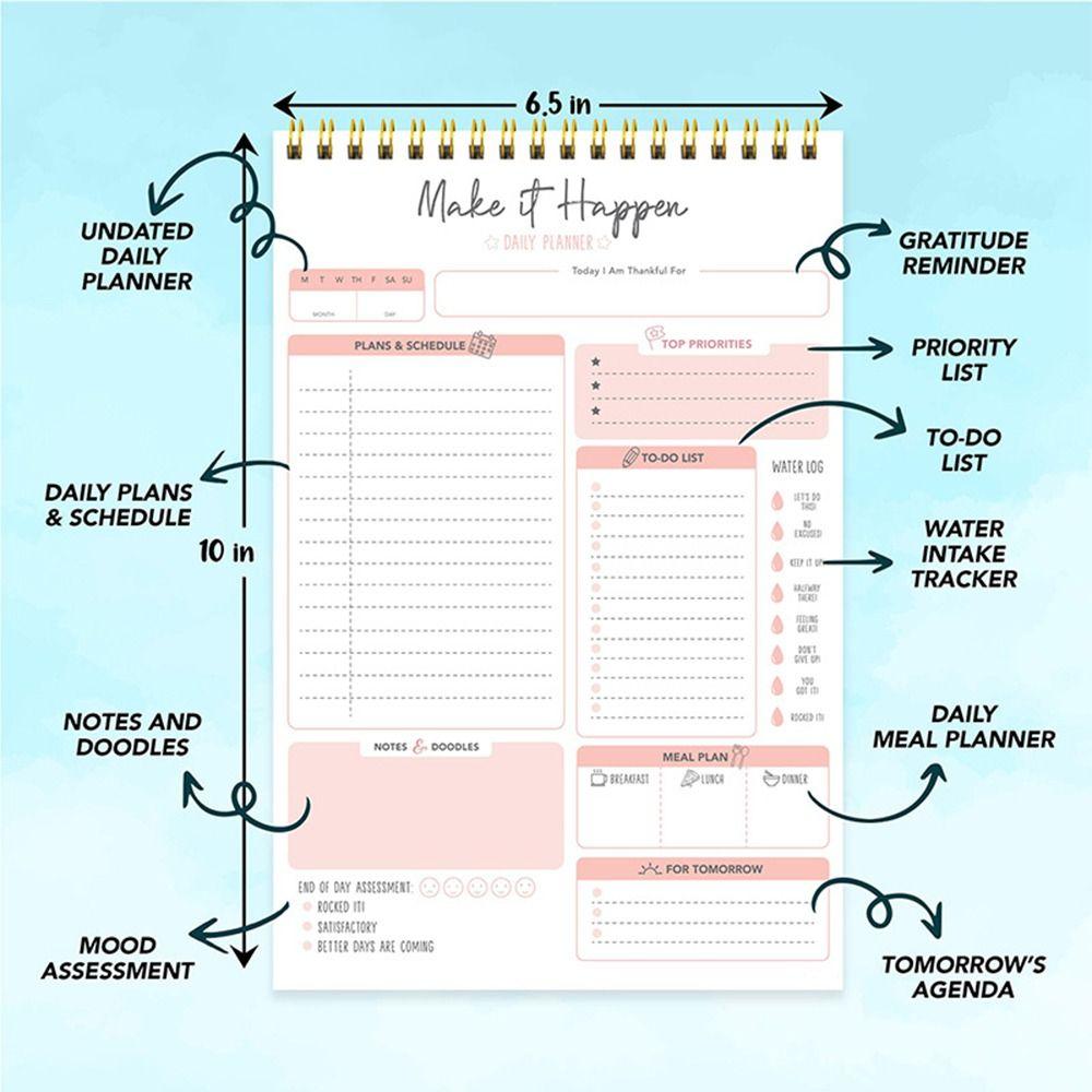 Portable To Do List Notepad Easy Tear-off A5 Agenda Planner Schedule Writing Pads Office Supplies