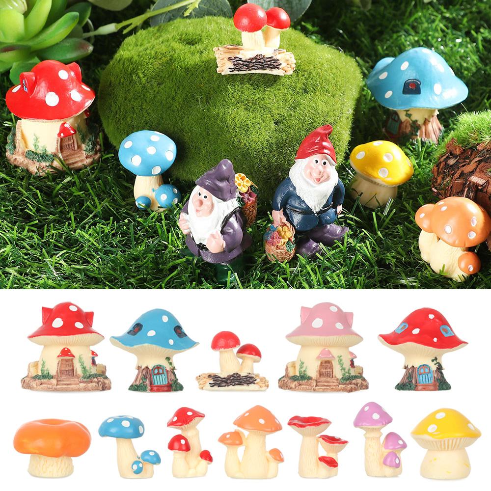Garden Mini Accessories Micro Landscape Miniature Mushroom House Mushroom Figurines Gnome Terrarium