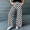 Женские брюки с высокой талией, эластичные, клетчатые, широкие, повседневные брюки свободного кроя, повседневная одежда для работы и отдыха