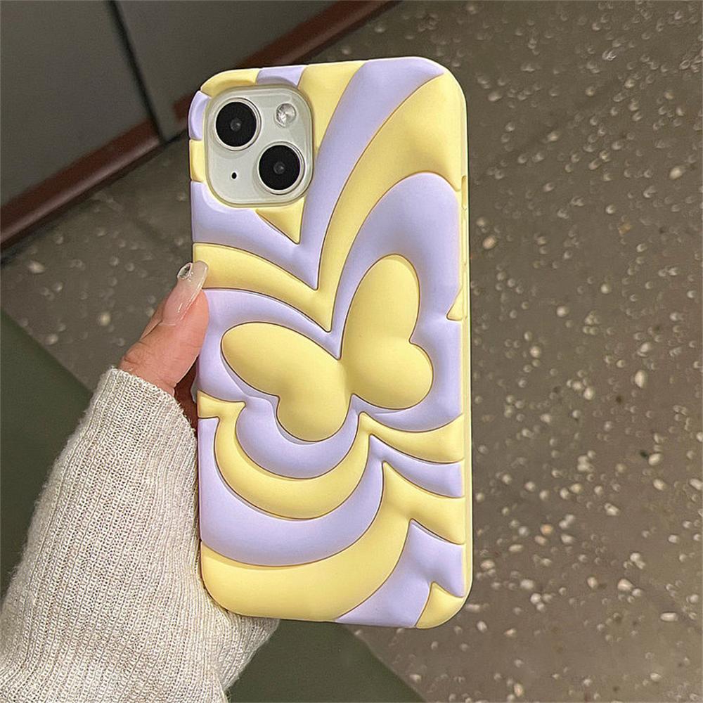 Стильный милый мягкий силиконовый чехол с 3d бабочкой для Iphone 14 13 12 11 Pro Max Ins Корея с милыми животными противоударный чехол Funda