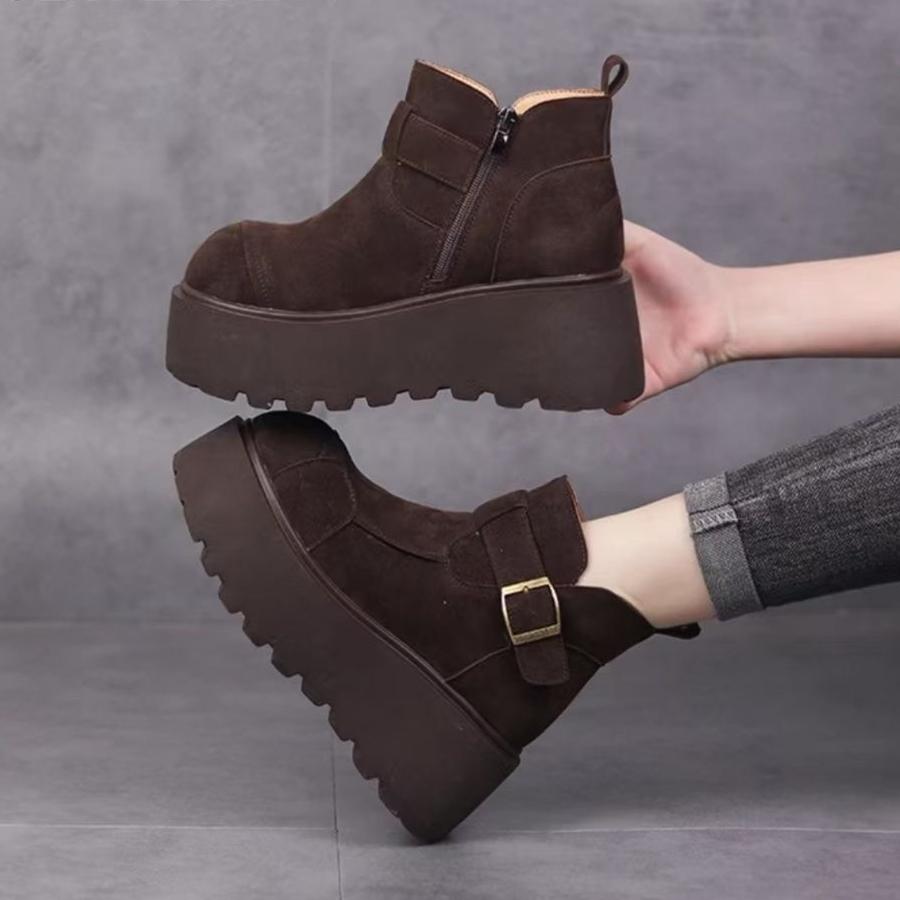 Women Ankle Platform Snow Boots Flats Suede Loafers Winter Plush Cotton Shoes 2025 Trend Casual Shoes Warm Non Slip Botas Mujer