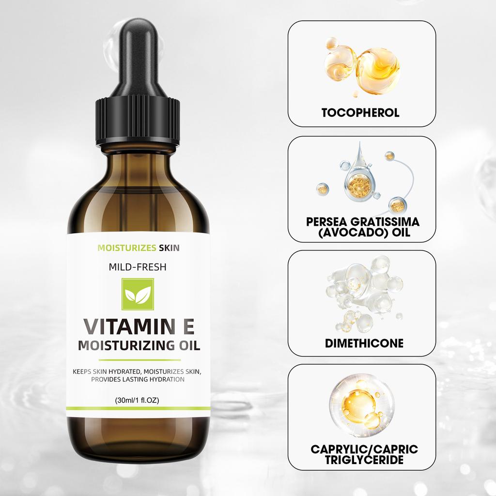 Vitamin E Facial Oil Deep Hydrating and Nourishing Skin Serum for Fine Lines and Radiance 30ML Glass Dropper for Men and Women