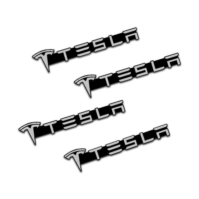 4pcs Car Audio Decorate 3D Aluminum Badge Emblem Stickers For Tesla Model 3 Model X S 2016-2020 Decals TM3 TMX Decal Accessories