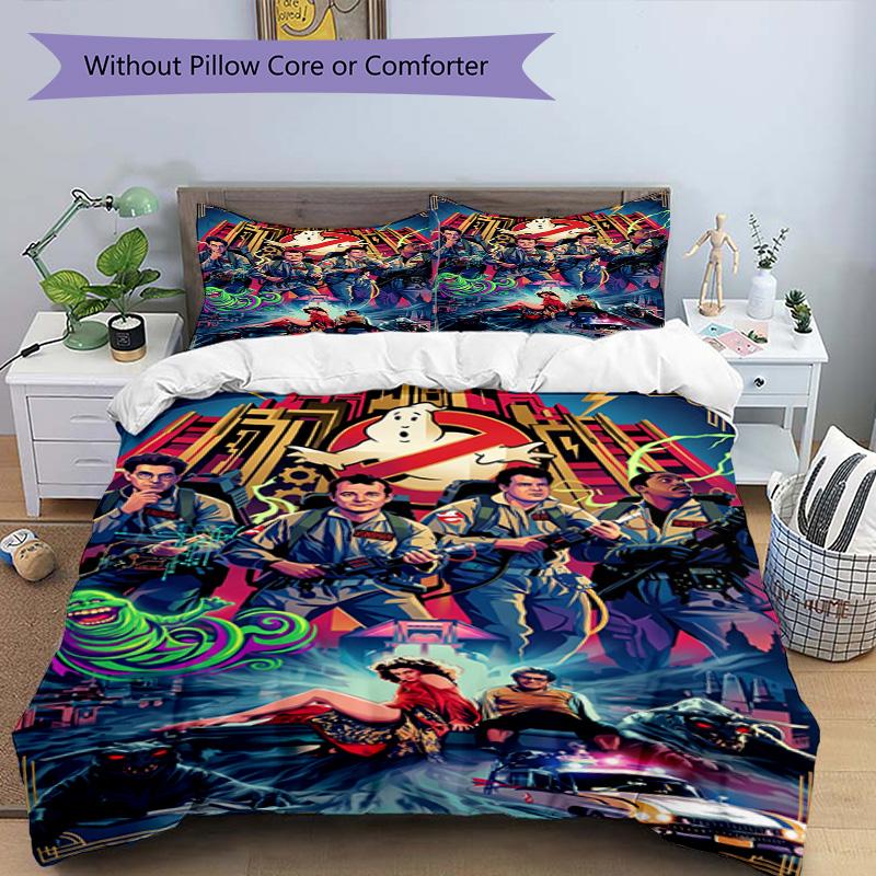 3pcs Duvet Cover Set (1*Duvet Cover + 2*Pillowcase, Without Core), Ghostbusters Print Bedding Set, Bedroom Decor, All‑Season, Birthday Gift
