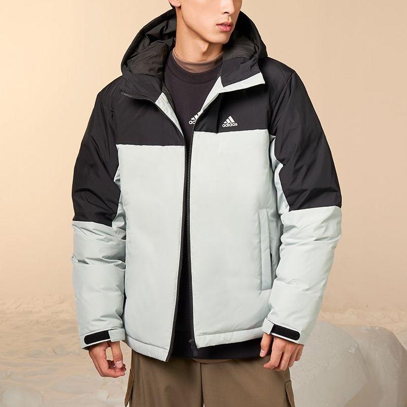 Adidas Color-Block Outdoor Sports Casual Hooded Down Jacket Men Outerwear Silver Gray IT8723
