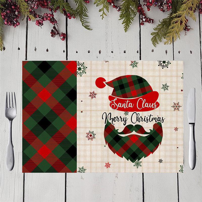 Christmas Cotton Linen Placemats - Heat Insulation Mats for Dining Table