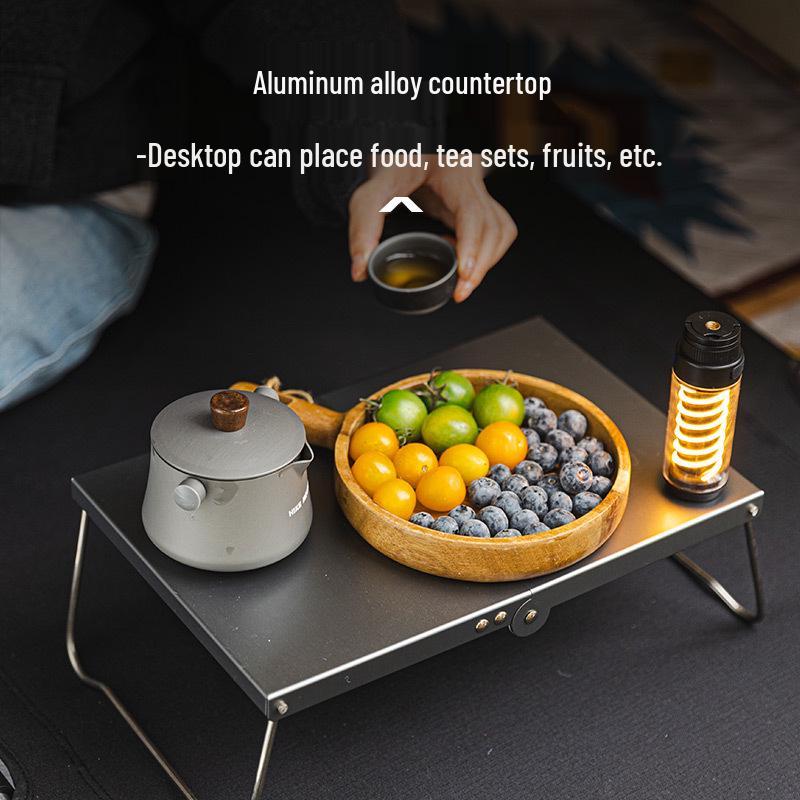 Ультралегкий складной алюминиевый туристический стол: Портативный, компактный, идеально подходит для барбекю и отдыха на природе.