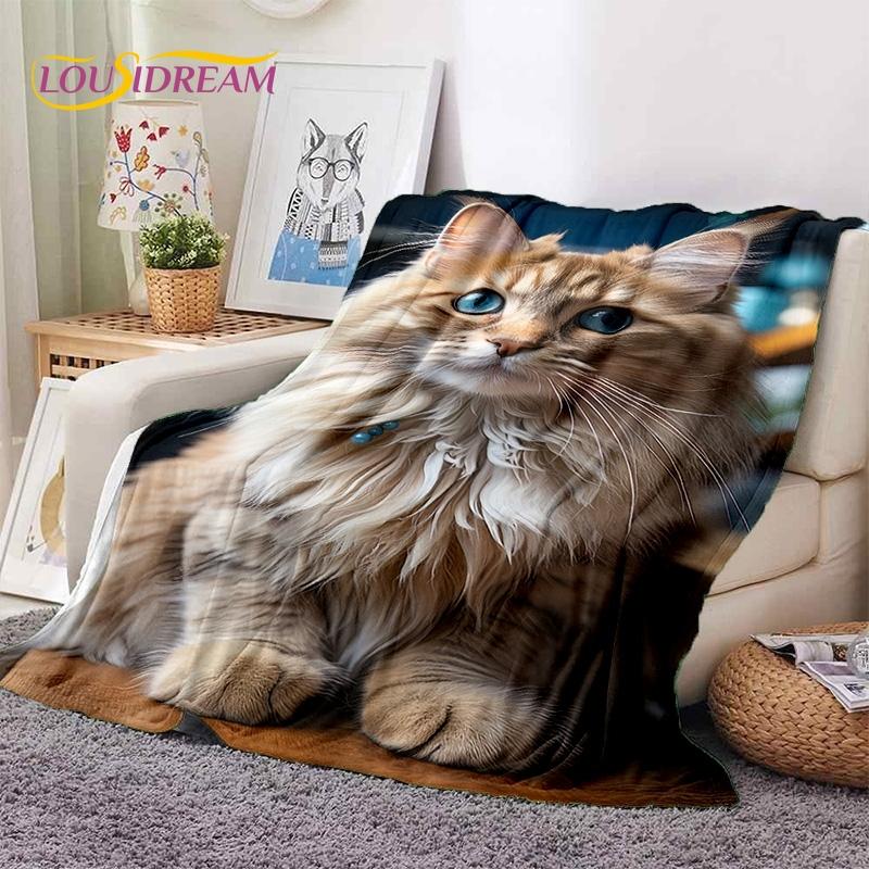 3D Persian Cat,Cute Calico Cat,Ragdoll Cartoon Soft Blankets,Keep Warm Throw Blanket for Picnic Beds Sofa Home Bedroom Gift Kid