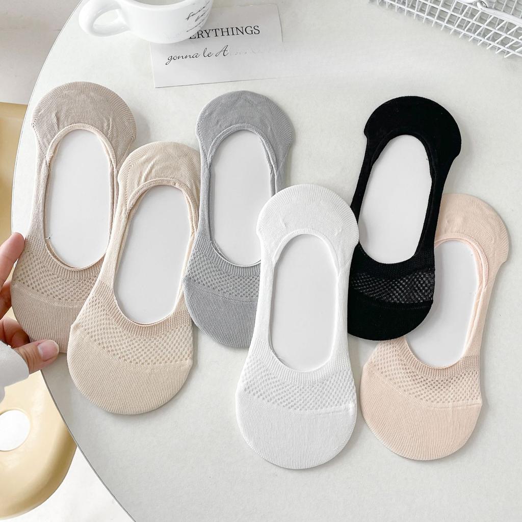 Женские летние тонкие однотонные сетчатые силиконовые нескользящие носки-подследники с невидимым бесшовным задником