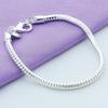 Hot Selling Genuine 100% 925 Sterling Silver 3/4mm Snake Chain Bracelet and Bracelet Women Luxury Bracelet Jewelry 20cm