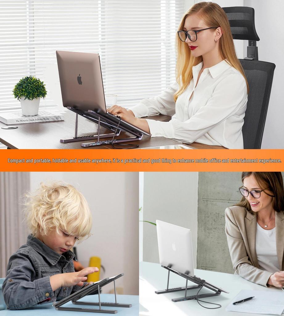 Алюминиевая складная подставка для ноутбука 7-в-1 и док-станция с регулируемой X-образной опорой