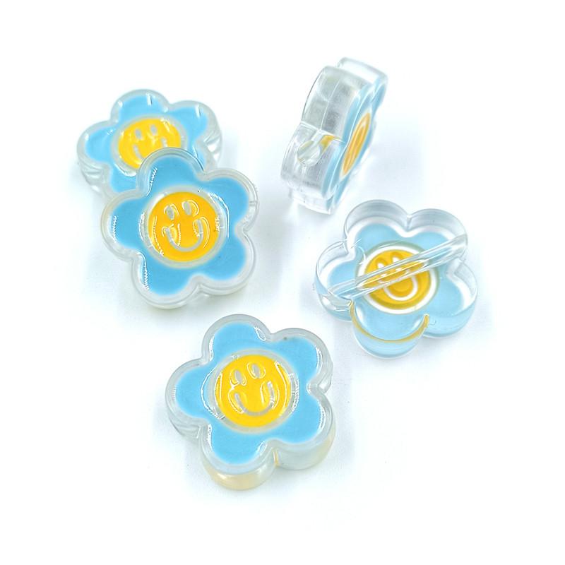 5 шт. акриловые капельные масляные прозрачные бусины в виде цветка-смайлика, милый кулон, сделай сам, брелок для изготовления ювелирных изделий