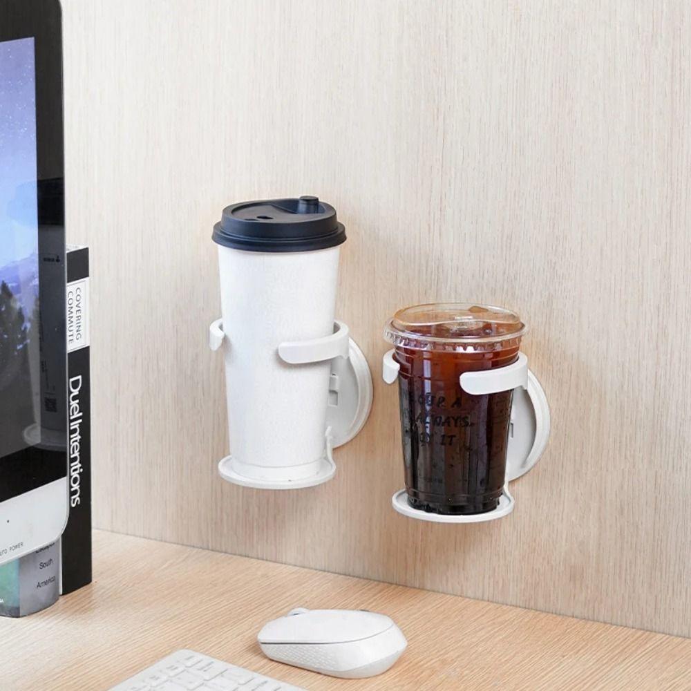 Wall-Mounted Round Cup Holder Self-Adhesive Wall Bottle Rack Durable Drink Holder