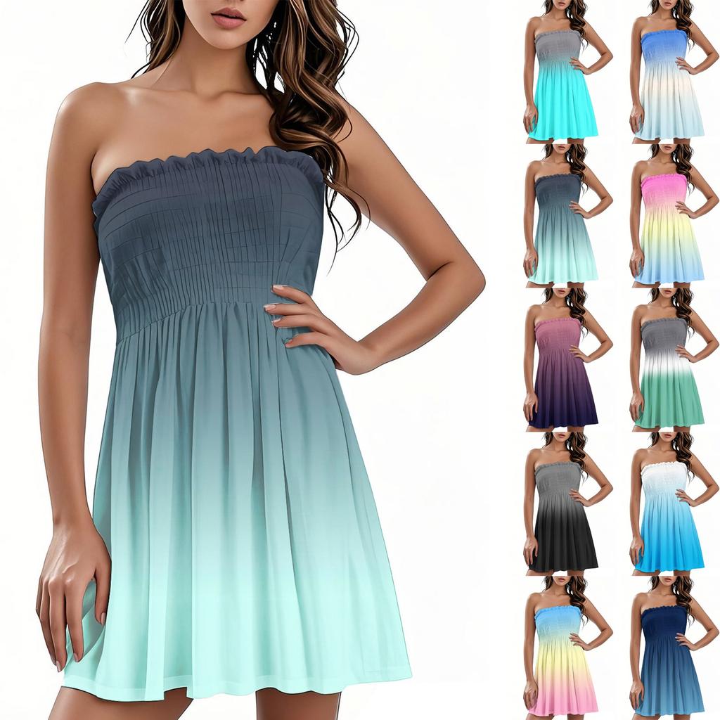 Модное женское повседневное платье-бандо с цветочным принтом без рукавов