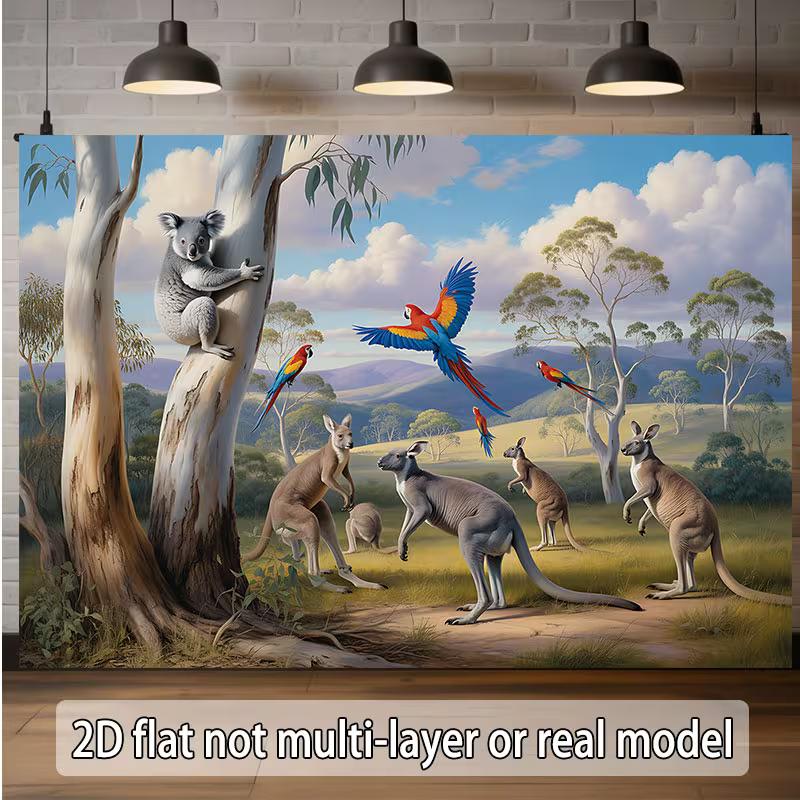 2D Flat Printing Australian Animal Backdrop for Kids Birthday & Nursery