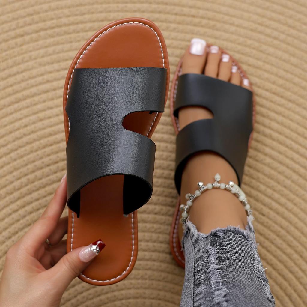 2024 Летние женские тапочки на плоской подошве с открытым носком, ретро, размер плюс 43, женские шлепанцы, повседневная пляжная обувь для отдыха, женские сандалии