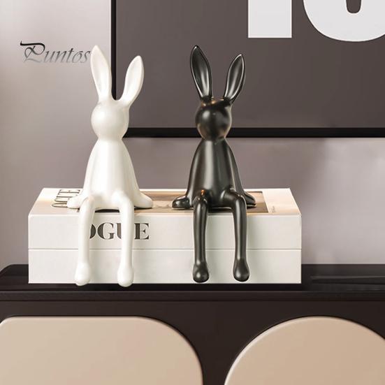 Керамическая фигурка кролика, сидящая скульптура кролика, минималистская статуэтка кролика для стойки, книжной полки, домашнего бара, офиса, украшения