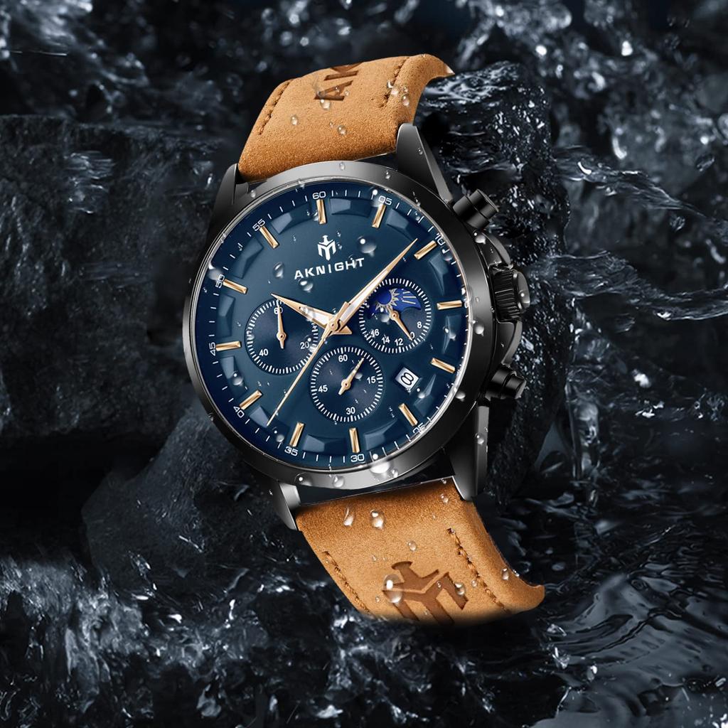 BENYAR AKNIGHT Japanese Stainless Leather Compatible with Business Casual Sports Chronograph Included Men's Watch, Quartz, Steel, Strap, Watches,