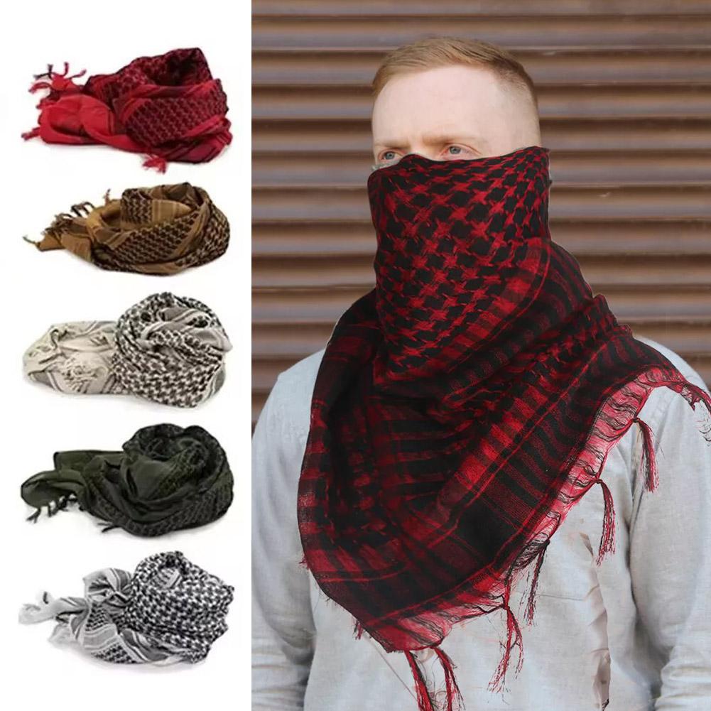 Arab Scarf Military Desert Shemagh Keffiyeh Windproof Cotton Scarf Army Plaid Desert Head Wrap For Outdoor Sports Shawl