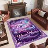 Unicorn Theme Crystal Velvet Floor Rug Personalized Custom Name Text Warm Carpet Home Decoration