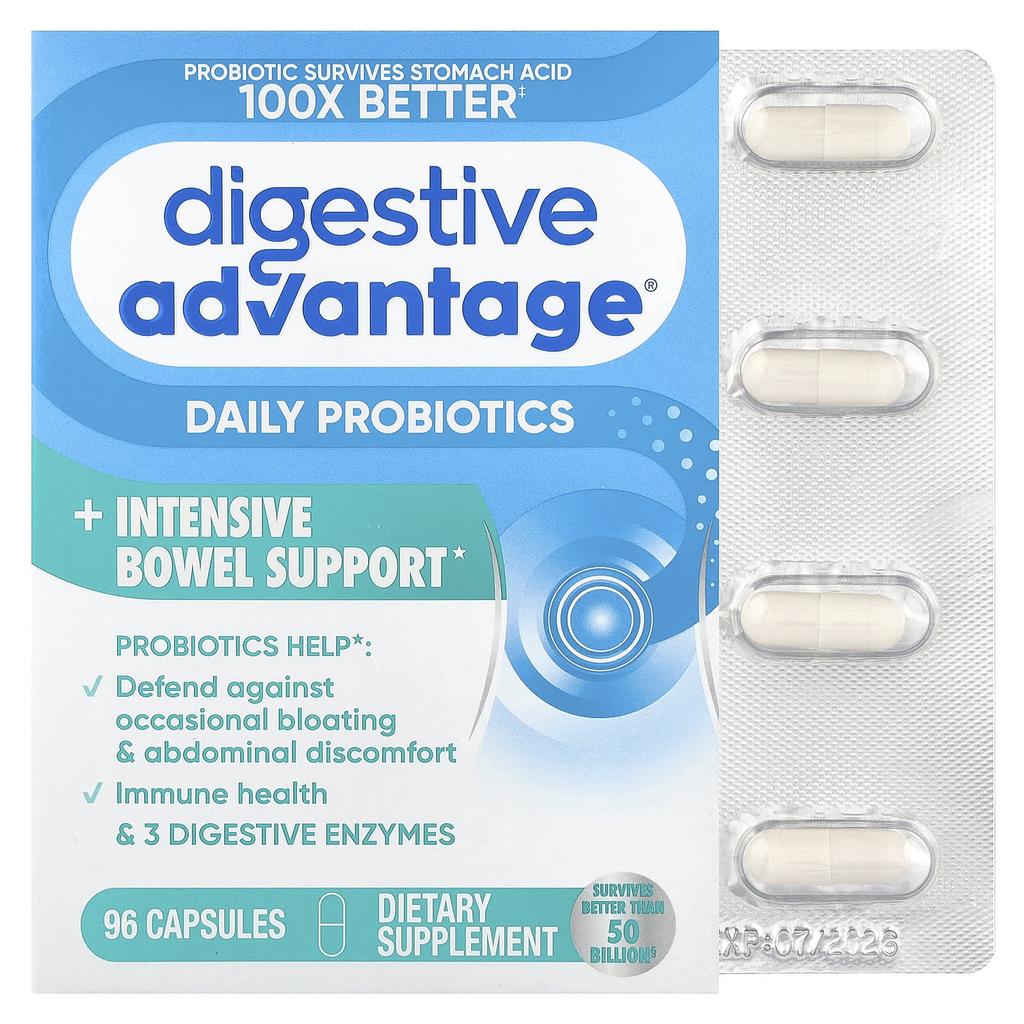 Schiff, Digestive Advantage®, Ежедневный пробиотик + Интенсивная поддержка здоровья кишечника, 96 капсул