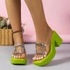 Women Platform Wedges Ssandals High Heels Shoes 2024 New Summer Flip Flops Beach Sandals Femme Designer New Dress Crystal Slides
