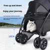 Foldable Pet Stroller for Small Medium Dogs Cats, 2 in 1 Detachable Lightweight 5.6kg Puppy Stroller with Brake Universal Wheels & Storage Basket,