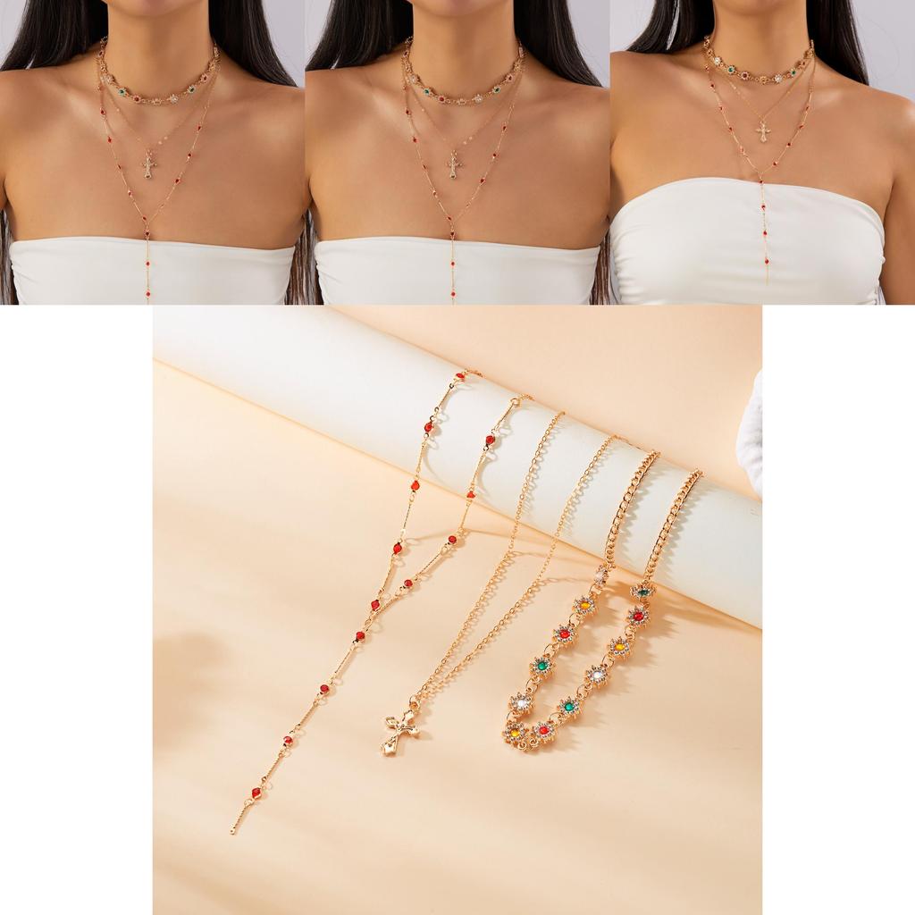 Retro Chic Cross Pendant Necklace For Women With Long Chain And Elegant Design