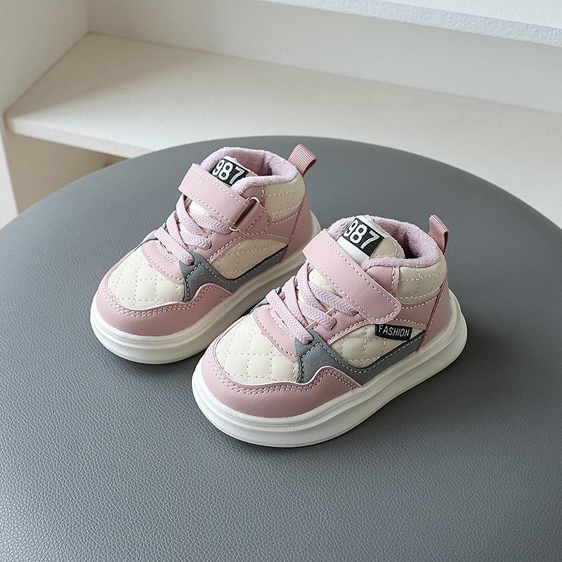 New autumn and winter children's shoes, children's sports shoes with fleece lining, girls' casual sneakers, boys' shoes, kids' loafers