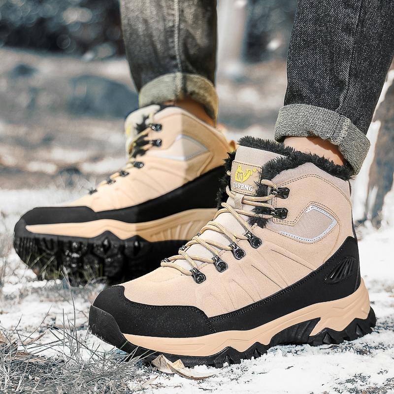 Высококачественные мужские зимние теплые сноубутсы для защиты от холода, новые ботинки оверсайз с высоким верхом, уличная противоскользящая обувь для альпинизма