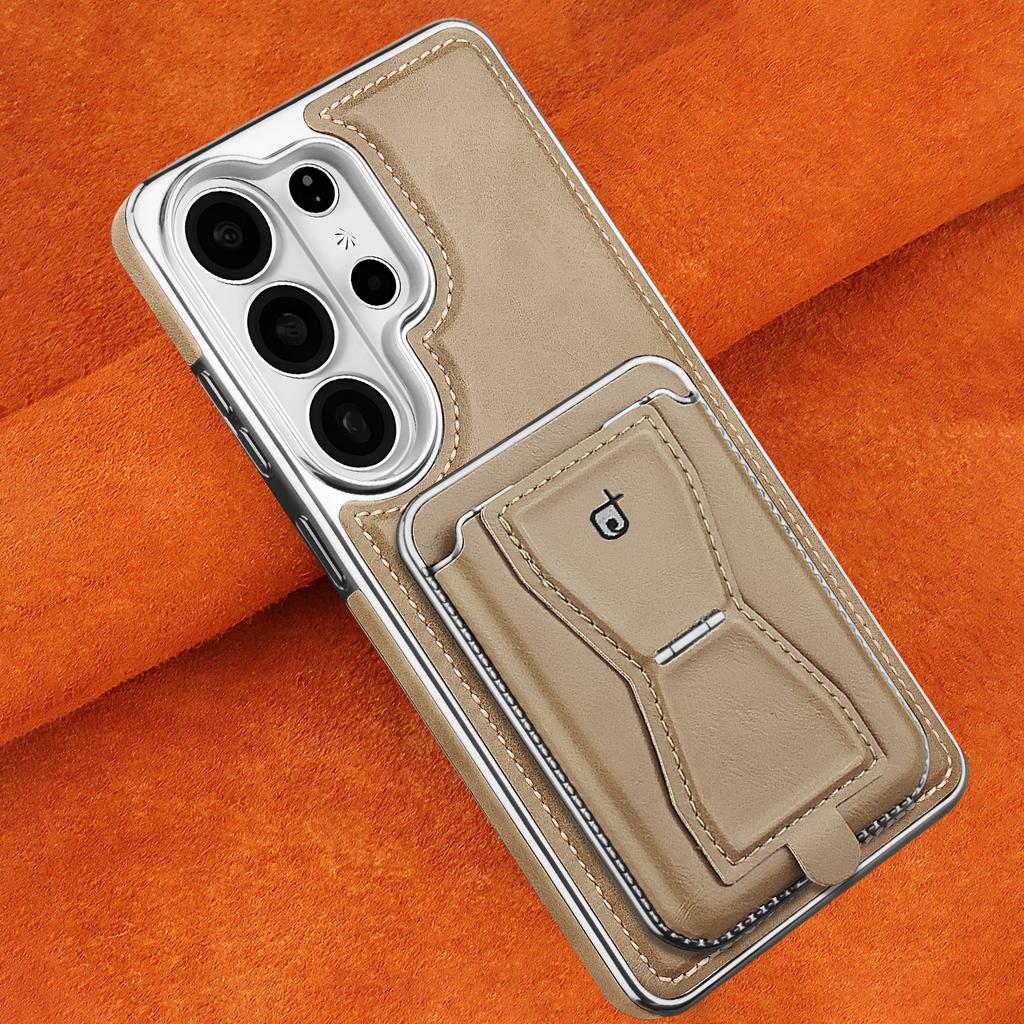 Премиальный кожаный чехол для бизнеса для Samsung Galaxy S26 Edge S25 Ultra S24+ Plus S23 Чехол с магнитным держателем для карт и карманом