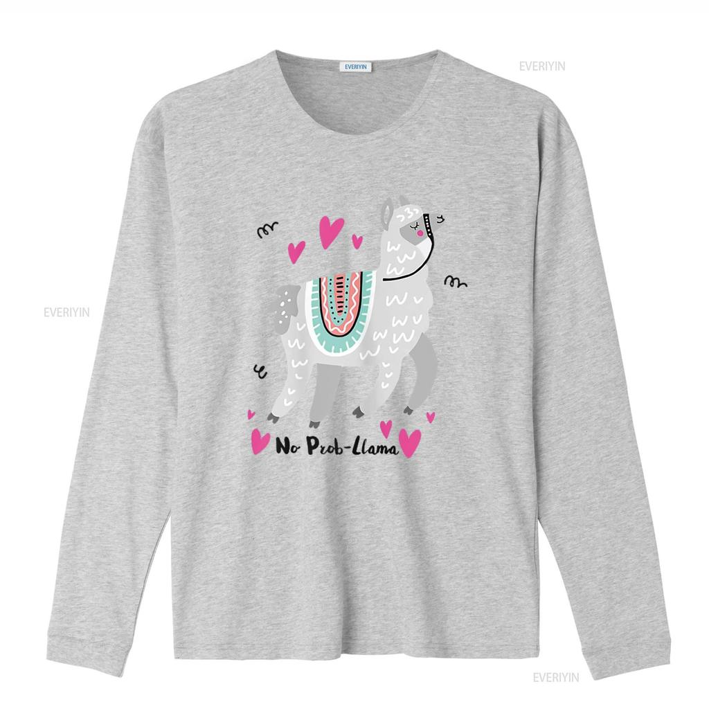 No Prob Llama Funny Alpaca Lover T Shirt  vintage Washed Soft Versatile streetwear Top For Everyday Wear Unisex Casual