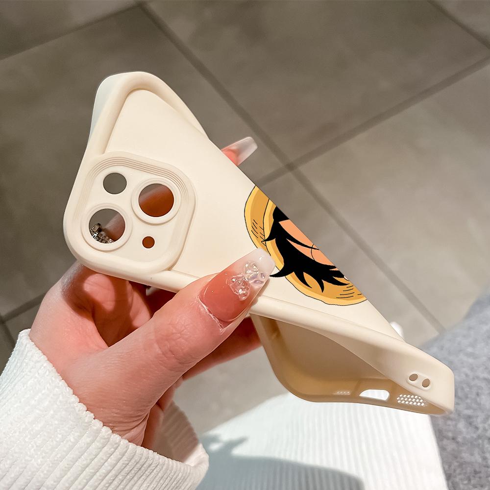 Для iPhone 16 15 14 13 12 11 Pro Max XS Max XR X SE 8 7 мягкий силиконовый чехол для защиты линз с милым рисунком Луффи