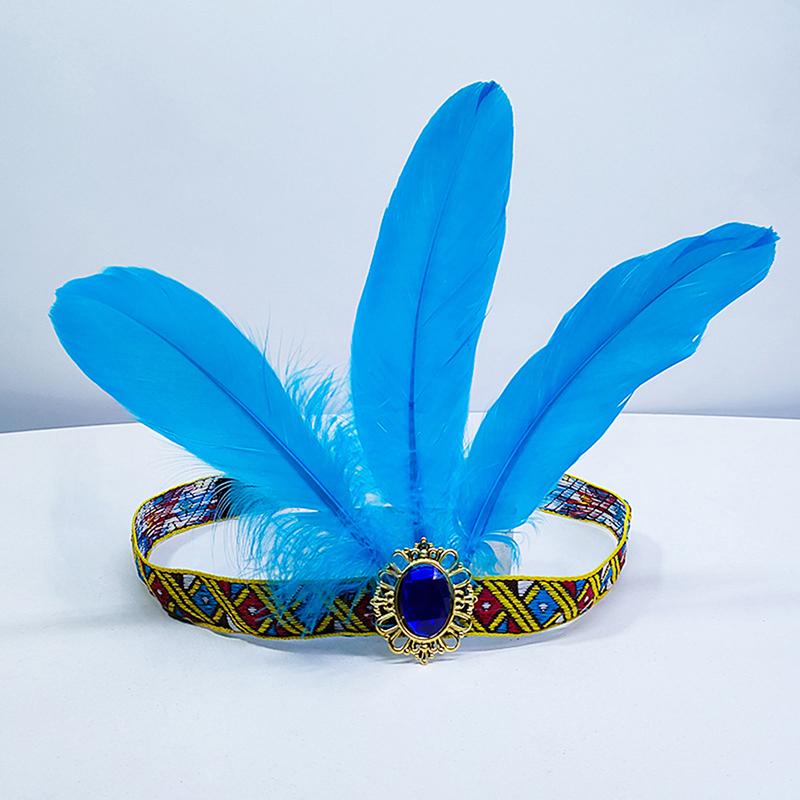 Feather Hair Band Headband Bohemian Indian Gypsy Dance Show Headpiece Headdress