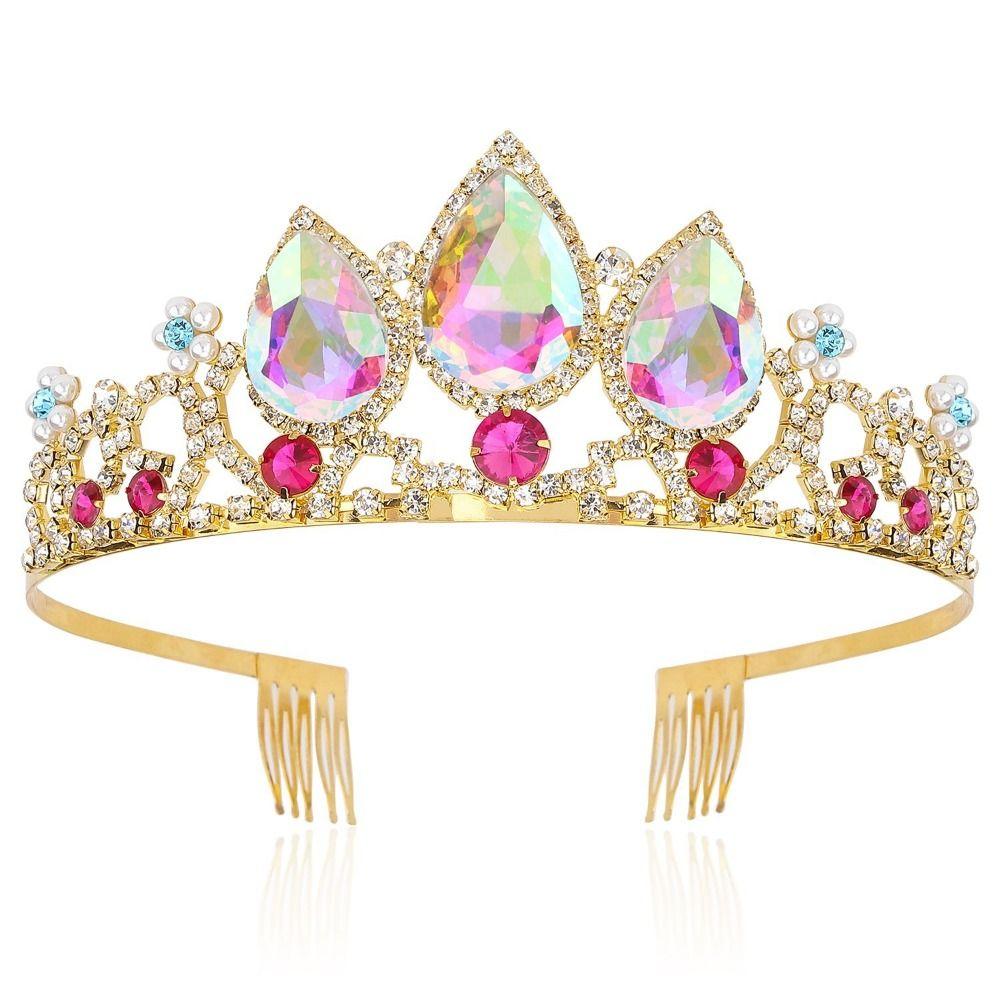 Alloy Material Crown Tiara Imitation Crystal, Imitation Diamond Headband Crystal Tiara  Girl's