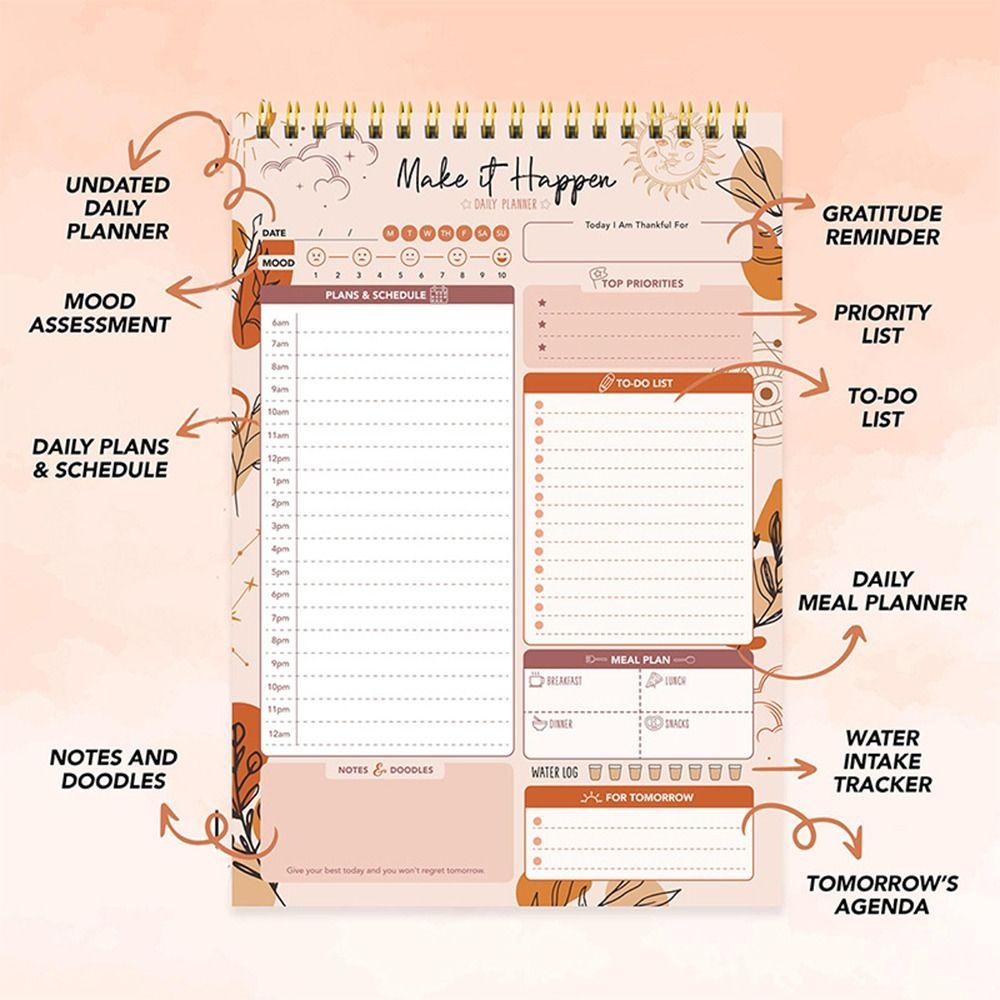 Portable To Do List Notepad Easy Tear-off A5 Agenda Planner Schedule Writing Pads Office Supplies