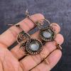 Natural Moonstone Gemstone Handmade Copper Wire Wrap Jewelry Earring 3.55" G0p68