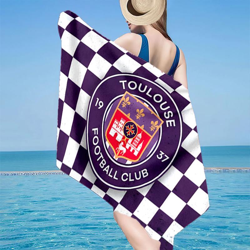 1PC Toul-ouse Crest Design Beach Towel - Soft, Absorbent Microfiber, Lightweight, Ideal for The Beach, Parties, Travel, Camping fan gifts