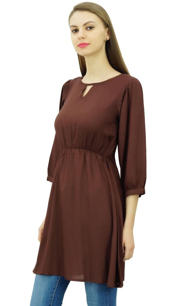 Phagun Women Tunic Top Short Kurti Elastic Waist Indian Ethnic Blouse