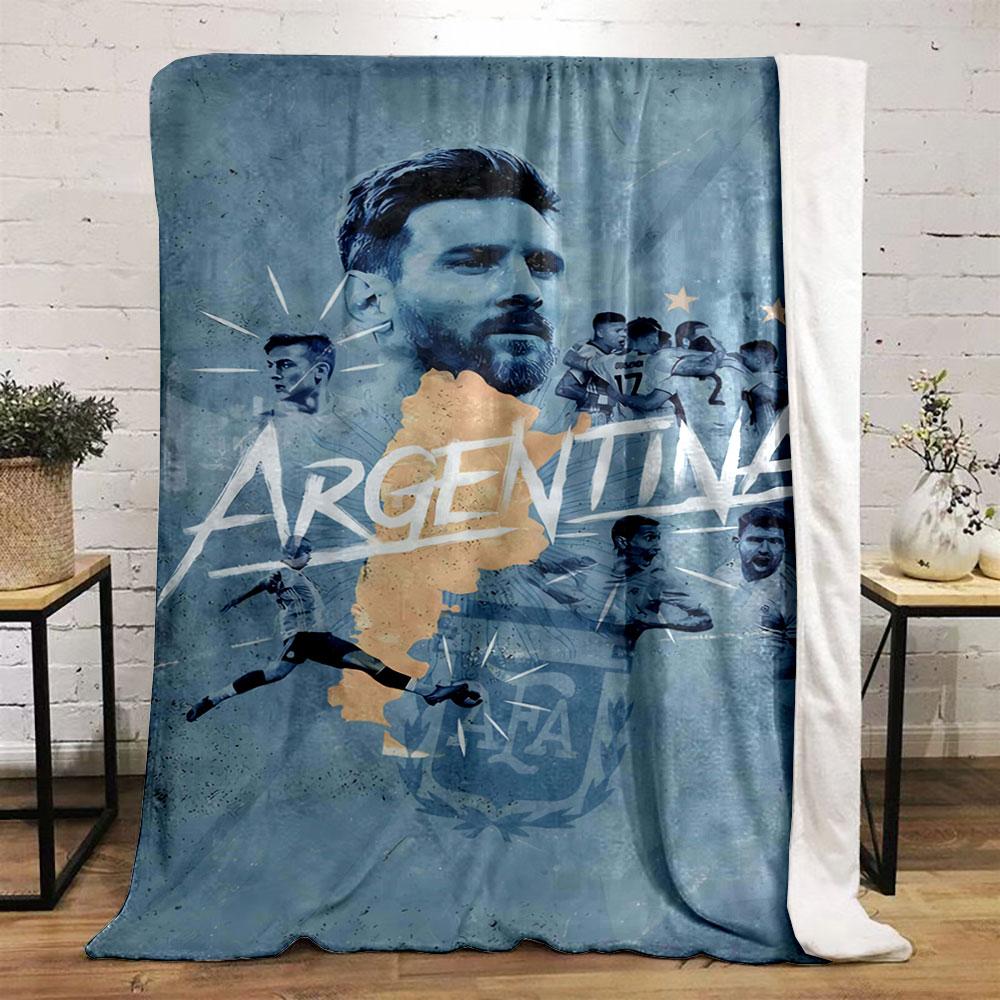 Illustration of Argentina's soccer team featuring players and national map. for all seasons blanket lunch break throw gift