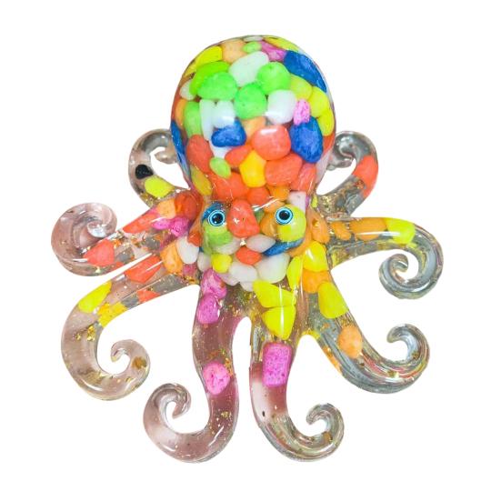 Эпоксидная фигурка осьминога из искусственного хрусталя, исцеляющий натуральный камень, статуэтка осьминога, морское животное, украшение для рабочего стола