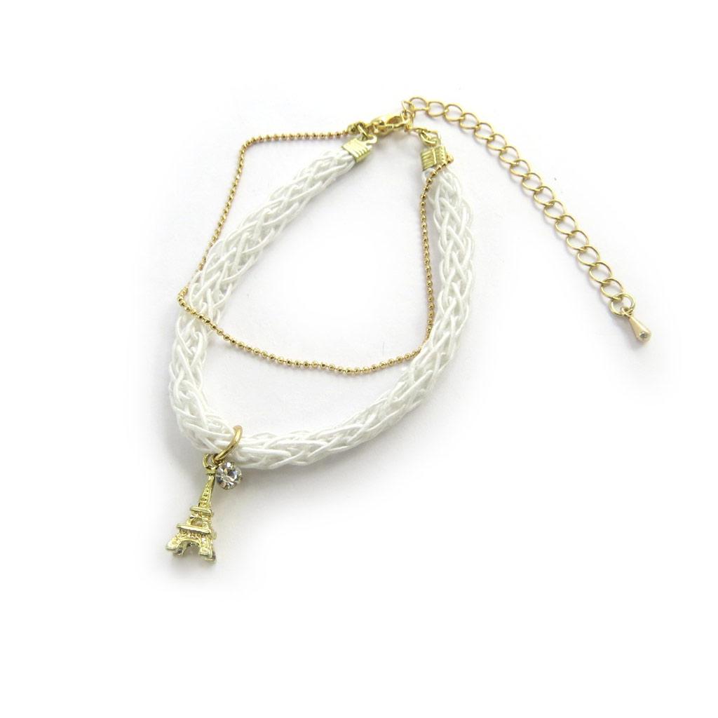 Les Trésors De Lily [N1693] - White Gold 'Eiffel Tower' Bracelet