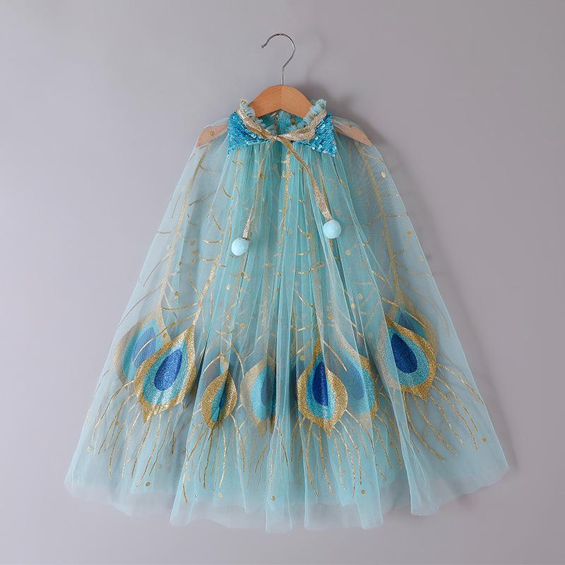 2025 Aisha Sequined Mesh Christmas Cloak for Girls - Lightweight Summer Cape