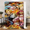 Characters in dynamic poses surrounded by flames and action effects. for all seasons blanket lunch break throw gift
